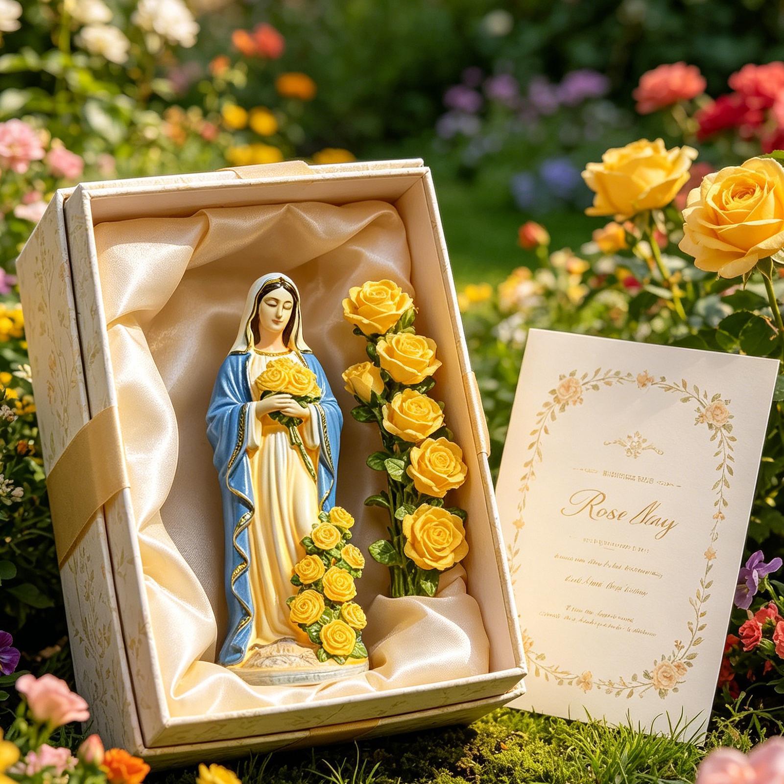 Resin Crafts - Estátua Solar da Virgem Maria para
