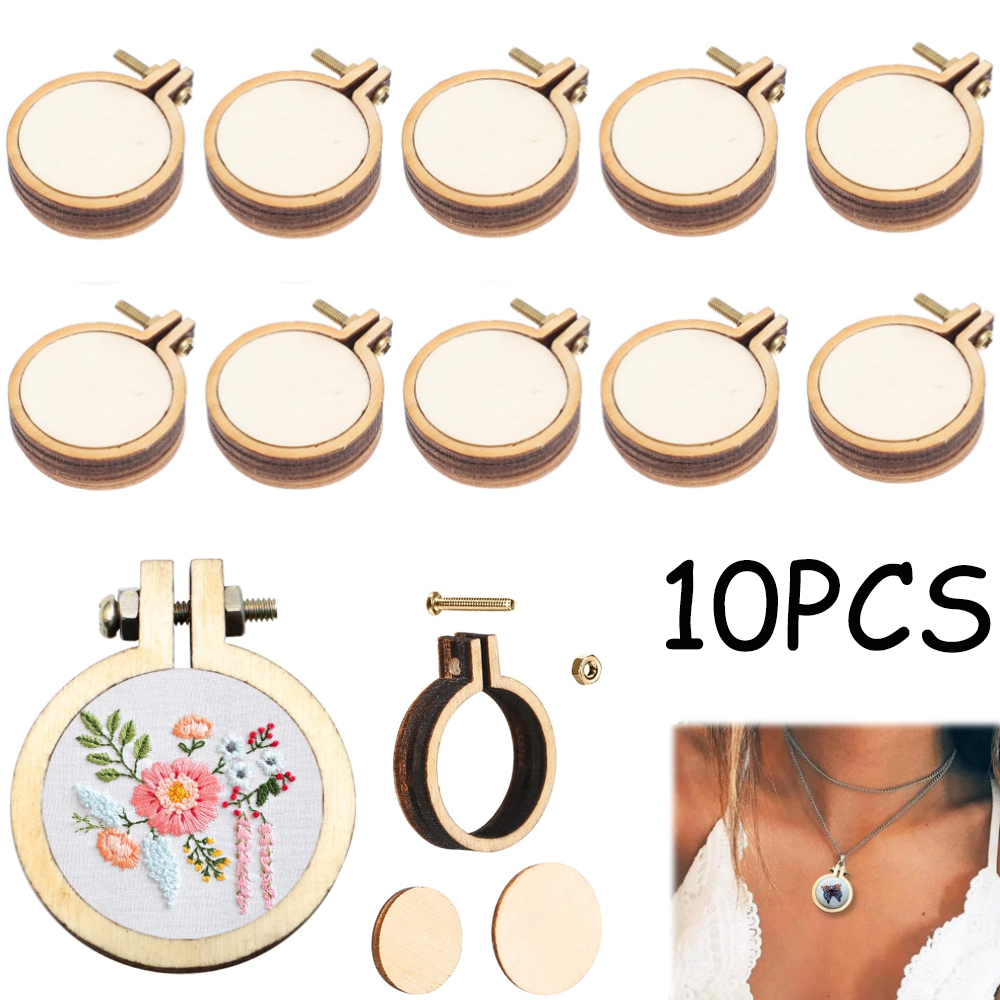 Wood Ring Blank - 10 pçs/set de madeira mini bordado